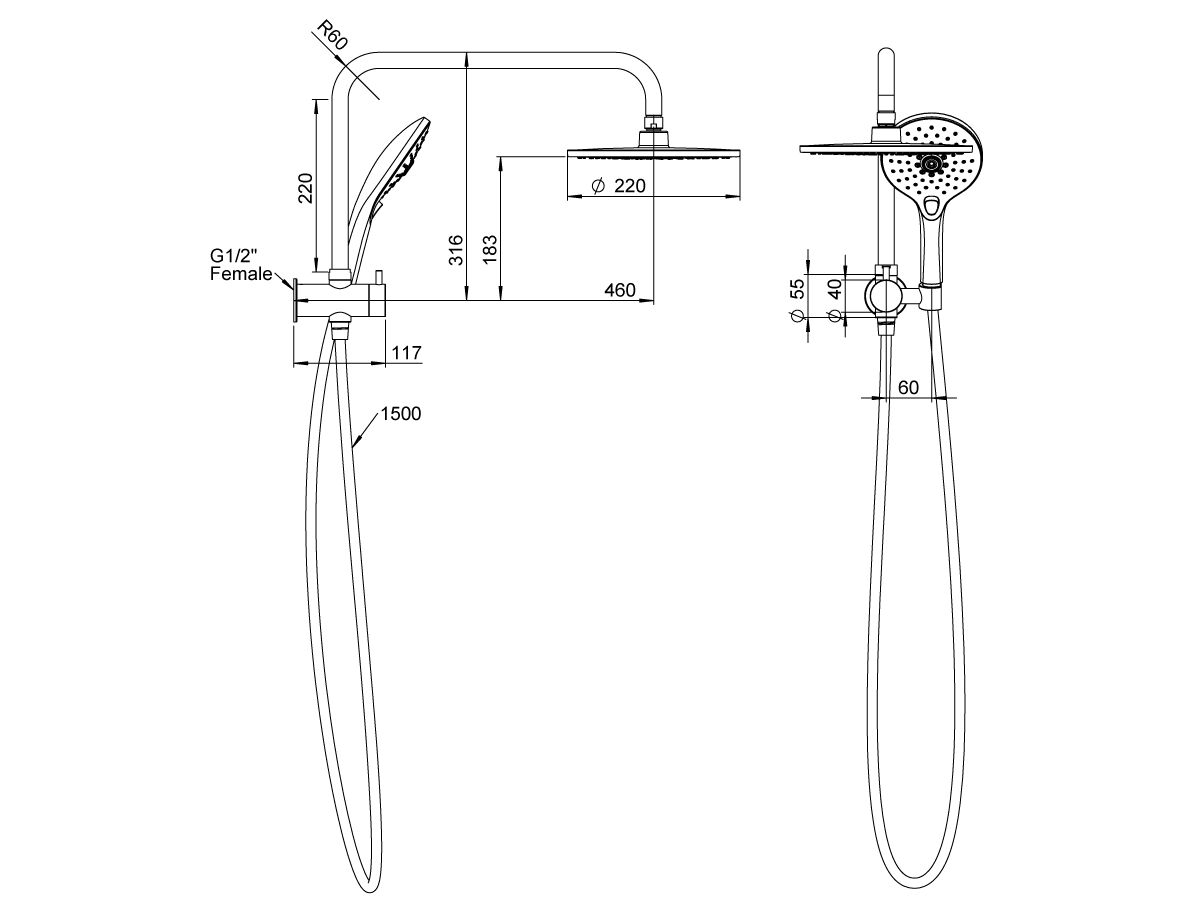 Posh Domaine Short Twin Shower CP (3*)