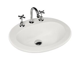 Base Vanity Basin with Front Overflow 3 Taphole 540 x 445mm White