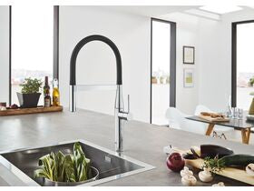 GROHE Essence Professional Pull Down Sink Mixer Tap Chrome / Black (5 Star)
