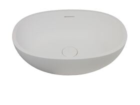 Kado Lussi Cast Solid Surface Above Counter Basin with Plug &amp; Waste 500mm White