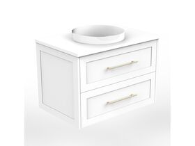 Kado Lux 750mm All Drawer Wall Hung Vanity Unit 2 Drawers Centre Bowl Vanity (No Basin)