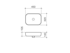 Caroma Luna Above Counter Basin No Taphole No Overflow