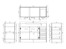 Posh Bristol MK2 1200mm Vanity Unit with Kick Centre Bowl 2 Door and 3 Right Hand Drawers 3 Taphole White