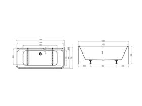 Posh Domaine Back to Wall Freestanding Bath 1500 x 720mm White