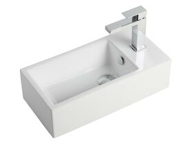 Posh Solus 485mm Powder Room Vanity Unit with Kick Right Hand Basin 1 Taphole White