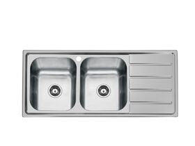 Posh Solus MK3 Double Bowl Inset Sink, 1 Taphole, Left Hand Bowl Stainless Steel